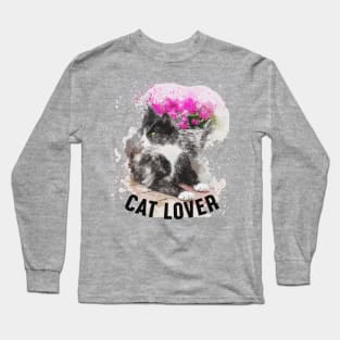 Watercolour Cat Lover Long Sleeve T-Shirt